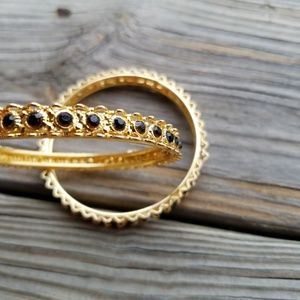 Indian Bollywood Gold Black Jeweled Bangles